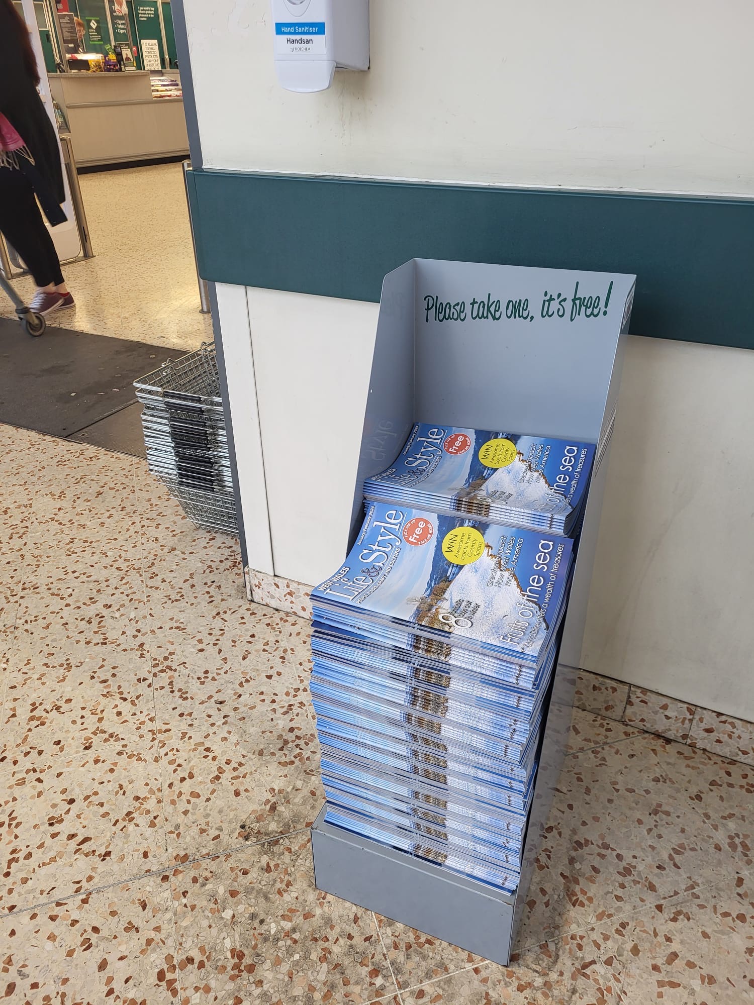West Wales Life and Style magazines displayed for shoppers to take free